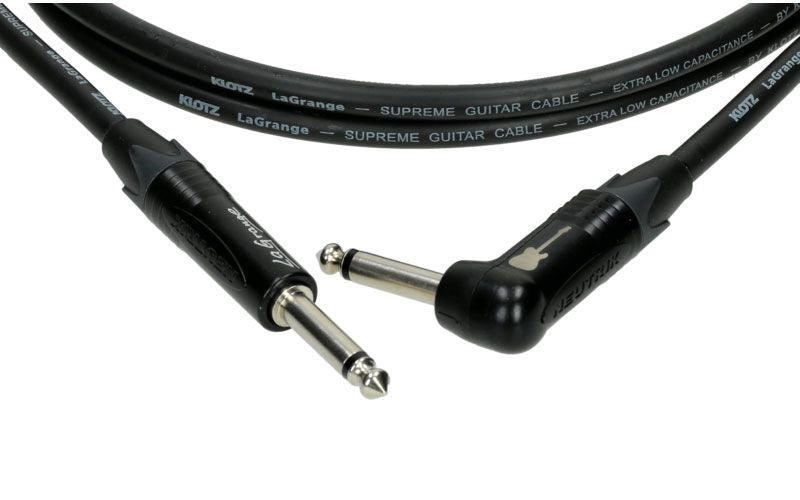 LA-grange Instrumentenkabel Schwarz 9M Mono-Klinke - Abgewinkelte Mono-Klinke