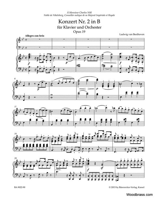 BEETHOVEN L.V. - KONZERT Nr.2 IN B OP.19 - PIANO REDUCTION