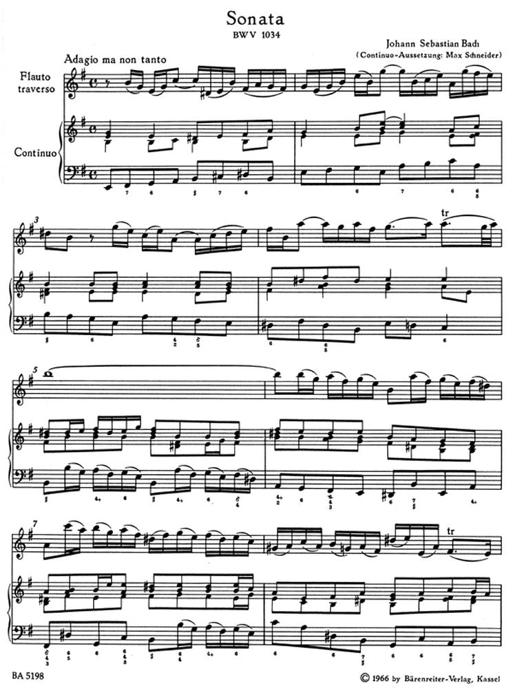 BACH J.S. - 4 SONATEN BWV 1034 1035 1030 1032 - FLÖTE BASSO CONTINUO