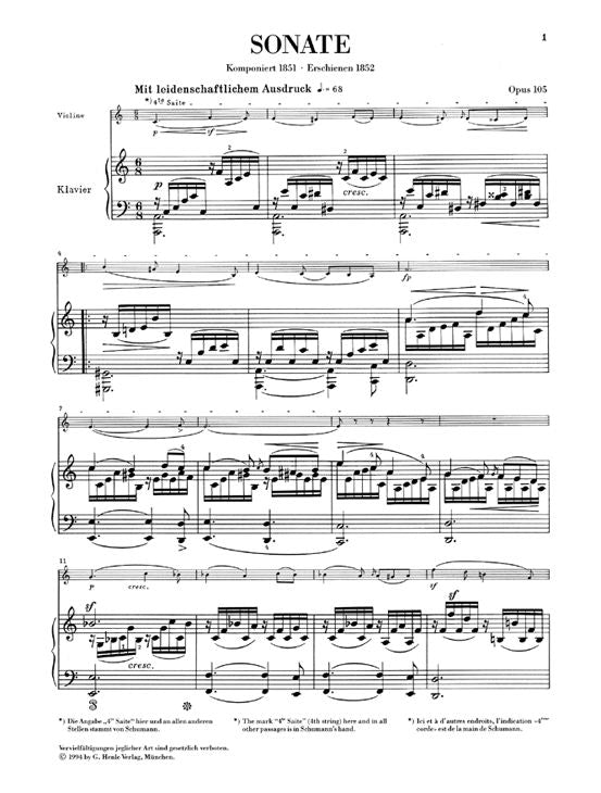 Schumann R. - Sonata For Piano And Violin A Minor Op. 105
