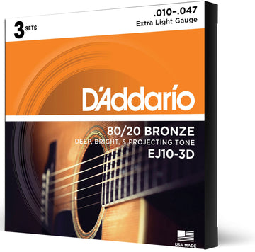 EJ10-3D BRONZE ACOUSTIC GUITAR STRINGS EXTRA LIGHT 10-47 3 SETS