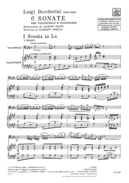 Boccherini L. - 6 Sonates - Violoncelle et Piano