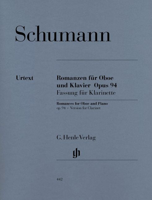 Schumann R. - Romances For Oboe (or Violin Or Clarinet) And Piano Op. 94 (version For Clarinet)